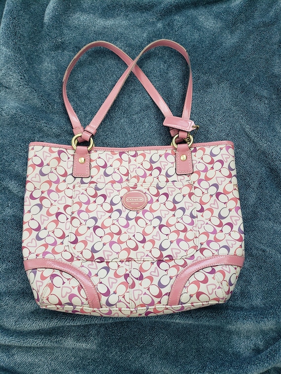 pink heritage bias heart coach vintage purse