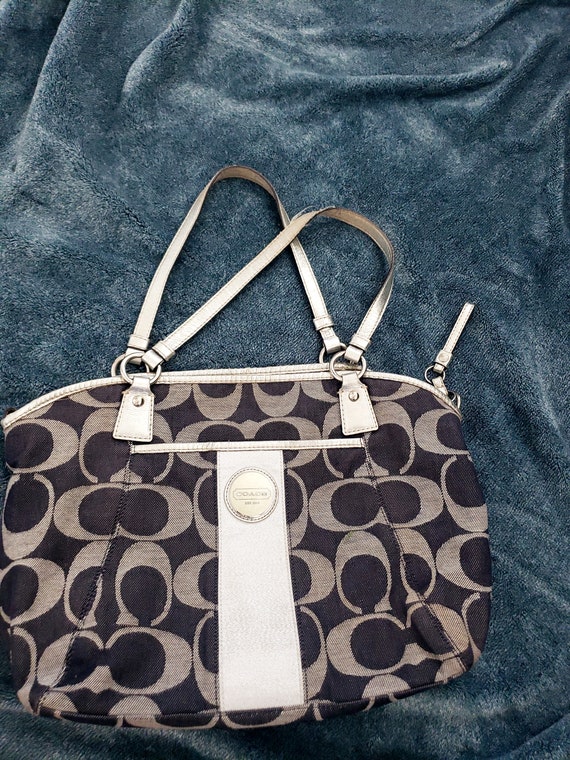 Coach vintage purse silver and navy y2k