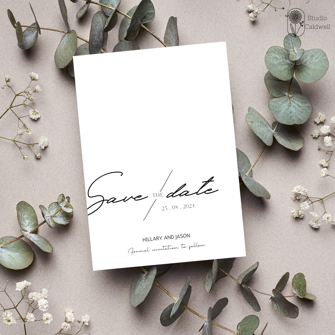 Romantic Simple Save the Date Elegant Minimal template - Etsy