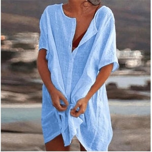 Beach Women's Swimsuit Cover-Up, Swimwear Tunic Dress - A Casual Mini Beachwear Affair for Your Radiant Summer Escapade