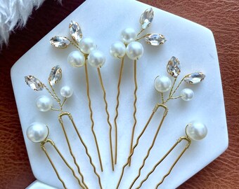 Pearl wedding hair pins, Bridal hair pins