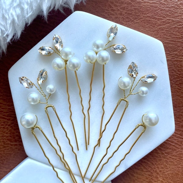 Pearl wedding hair pins, Bridal hair pins