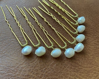 Freshwater Pearl Hair Pins | Irregular Pearl Wedding hair Pins