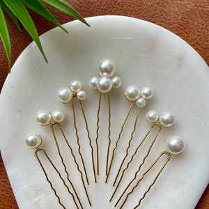 Pearl wedding hair pins, Bridal hair pins set of 7 pins