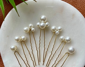 Pearl wedding hair pins, Bridal hair pins set of 7 pins