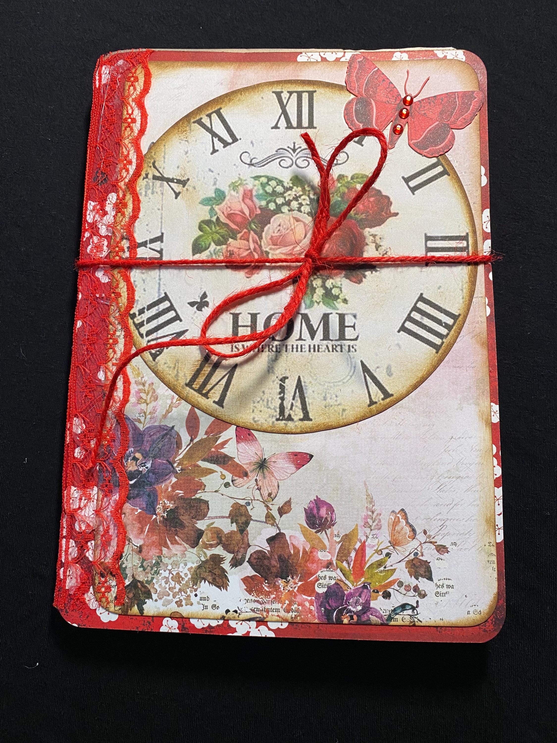 激安通販 JUNK Vintage Eclectic Red JOURNAL Scrapbooking Gifts Unique コレクション