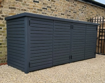 Bin store wheelie bin storage enclosure gas hinged lid storage unit shed recycling shelf option made to measure