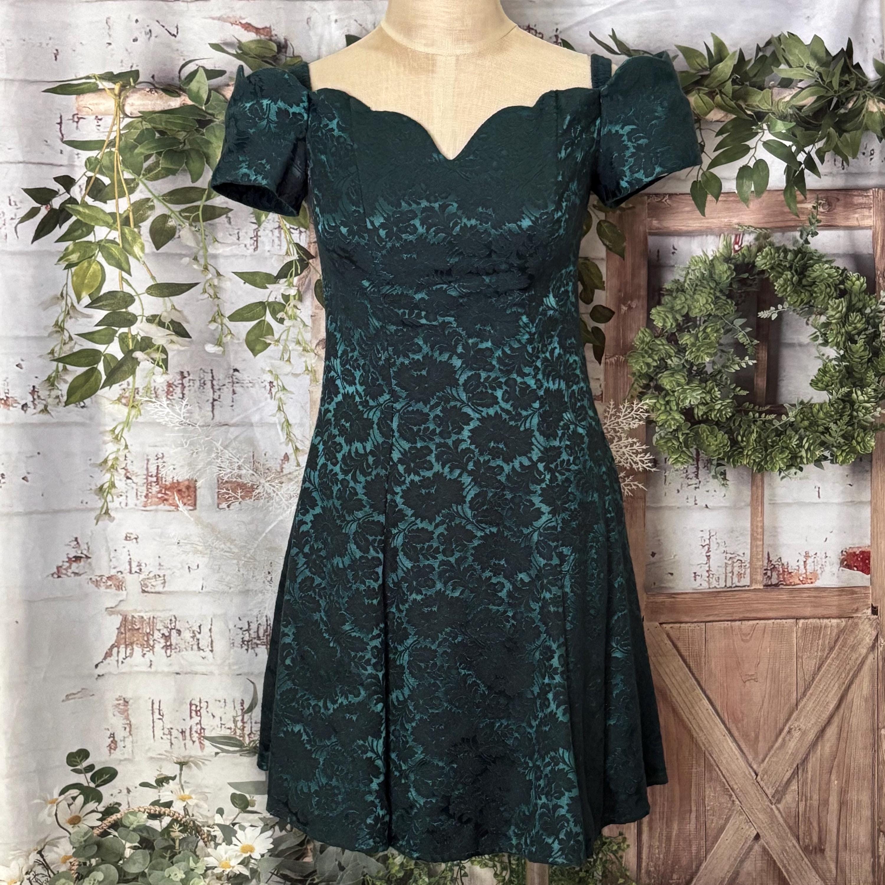 Vintage Green Jacquard Dress - Etsy