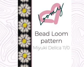 Gänseblümchen Perlen Loom Armband Muster - Miyuki Delica 11/0 (PDF Muster)