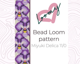 Lila Orchideen Bead Loom Armband Muster - Miyuki Delica 11/0 (PDF Muster)