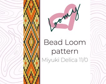 Orange Native Bead Loom Bracelet Pattern – Miyuki Delica 11/0 (PDF Pattern)