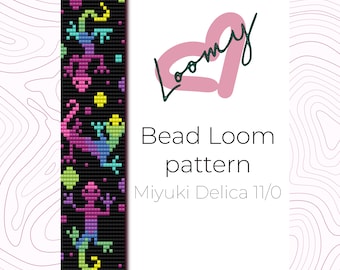 Luminous Lizards Bead Loom Bracelet Pattern – Miyuki Delica (PDF Pattern)