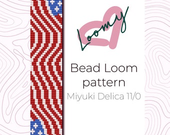 Wzór na bransoletkę z koralikami z flagą USA – Miyuki Delica 11/0 (do pobrania w wersji cyfrowej)
