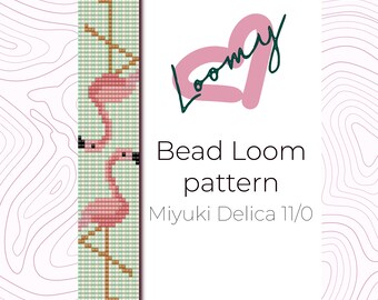 Pink Flamingo Bead Loom Bracelet Pattern - Miyuki Delica (PDF Pattern)
