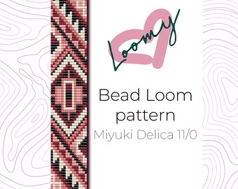 Rosa Blüte Bead Loom Armband Muster - Miyuki Delica Rocailles Perlen (PDF Muster)