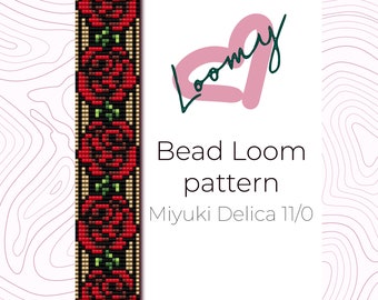 Golden Roses Bead Loom Bracelet Pattern – Miyuki Delica 11/0 (PDF)