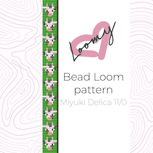 May include: A bead loom pattern featuring a cow design. The pattern is for use with Miyuki Delica 11/0 beads.