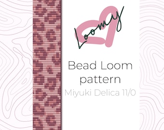 Rosa Leopard Bead Loom Armband Muster - Miyuki Delica 11/0 (PDF Muster)