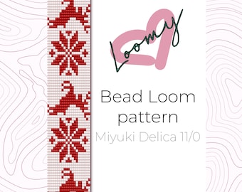 Red Christmas Deer - Bead Loom Bracelet Pattern (PDF Download)