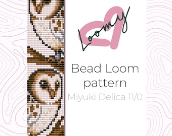 Big Owl - Bead Loom Pattern - Loom Bracelet Pattern - Loom Beading Pattern based on Miyuki Delica seed beads 11/0