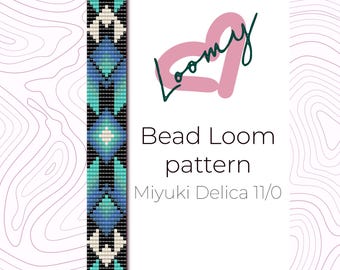 Patrón de pulsera Calm Blue Loom – Native Beadwork (Patrón en PDF)