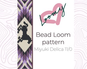 Pferd Bead Loom Muster - Lila Miyuki Delica Armband (PDF Muster)