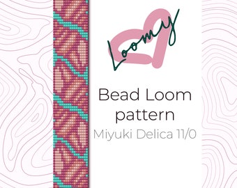 Rosa Muscheln Perlen Loom Armband Muster - Miyuki Delica 11/0 (PDF Muster)