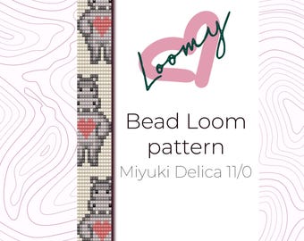 Süßes Nilpferd Perlen Loom Armband Muster - Miyuki Delica 11/0 (PDF Muster)