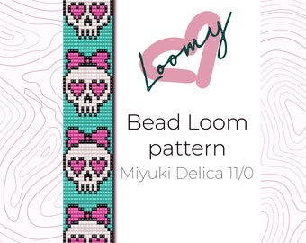 Schädel Perlen Loom Armband Muster - Miyuki Delica 11/0 (PDF Muster)