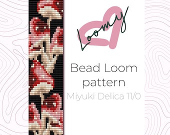 Fly Amanita Mushroom Bead Loom Pattern – Miyuki Delica 11/0 (PDF)