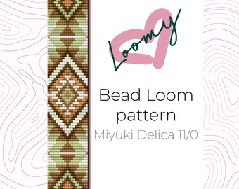 Wzór na bransoletkę boho z koralików – Native Green, Miyuki Delica (wzór w formacie PDF)