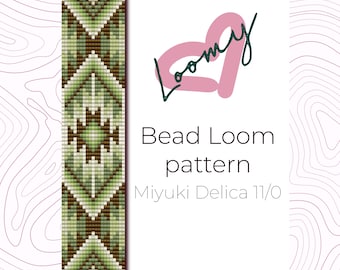 Armband olivgrün Loom - Armband mit Miyuki Glasperlen (PDF-Muster)