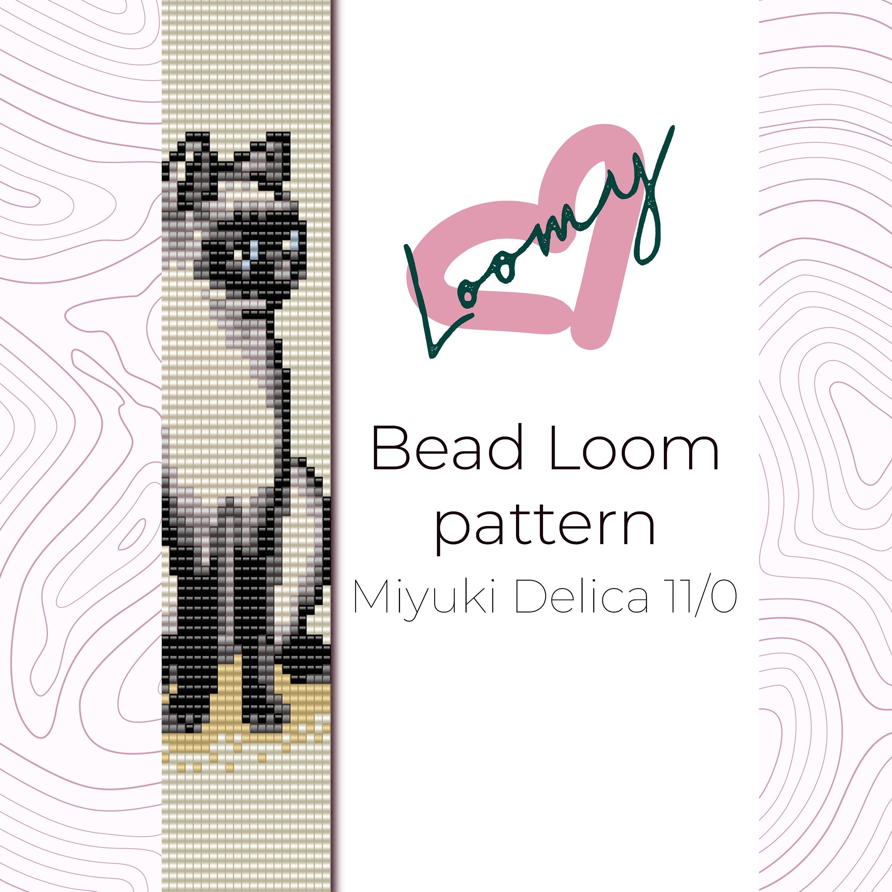 Thai Cat - Bead Loom Pattern - Loom Bracelet Pattern - Loom Beading Pattern based on Miyuki Delica seed beads 11/0