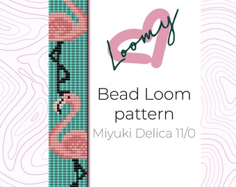 Rosa Flamingo Perlen-Loom Armband Muster - Miyuki Delica 11/0 (PDF Muster)