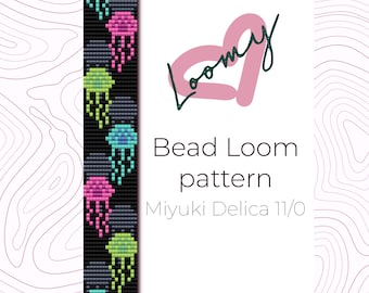 Neonqualle Perlen-Loom-Muster - Miyuki Delica 11/0 (PDF Muster)