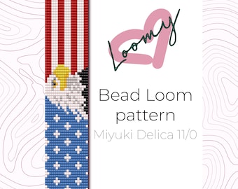 USA Flagge Adler Perlen-Loom-Muster - Miyuki Delica 11/0 (PDF Pattern)