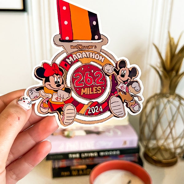 Full Marathon WDW Marathon Weekend Medal Sticker, Mickey and Minnie Mouse 26.2 Miles Race, RunDisney Medal