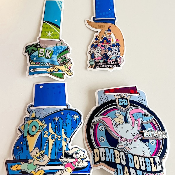 Disneyland Half Marathon Weekend Medal Sticker Pack, 5k/10k/Half Marathon/Dumbo Double Dare Race, RunDisney Medal