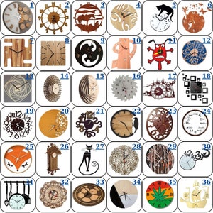 Eleganza senza tempo, 100 pezzi, orologio da parete tagliato al laser in formato SVG / Disegni multistrato per Cricut/file SVG, PDF, DXF, CDR, AI / Decorazioni fai da te per orologi