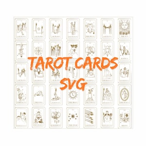 Paquete de cartas del tarot: Arcanos mayores y diseños celestiales / Tarot de brujas y del sol SVG / Baraja de adivinos Archivos en PDF, CDR, DXF, PNG, AI