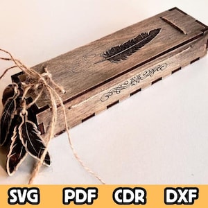 Archivo de corte láser para caja de regalo de bolígrafo - Plantilla vectorial para estuche de lápices DIY - Estuche para bolígrafo de regalo, patrón vectorial SVG DXF cortado con láser