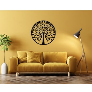 Laser Cut Tree Wall Decoration CDR File - wall art decor - For Laser Cut.