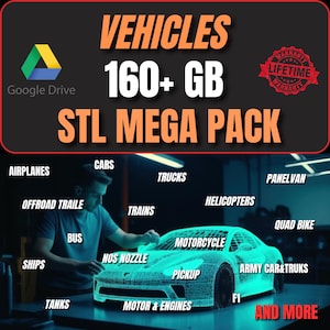 Voertuigen van 160 GB: MEGA STL-pakket: vliegtuigen, auto's, vrachtwagens, F1, tanks, schepen en meer!