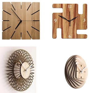 Lot d'horloge murale SVG découpée au laser – 100 motifs multicouches (téléchargement numérique)