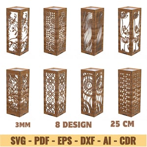 Laser cut Wooden Nightstand Table Lamp - Modern DIY Laser Cut File (20 cm) for Living Room, Bedroom, Office
