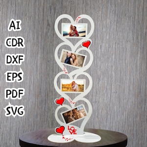 Heart Photo Frame SVG: Valentine&#39;s Day Laser Cut File (Digital Download)