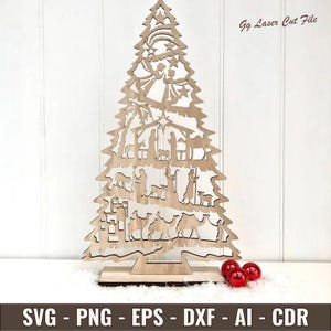 Christmas Tree Laser cut-Christmas decor-svg file Christmas tree- laser cut file svg - Glowforge Christmas tree svg cricut Christmas tree