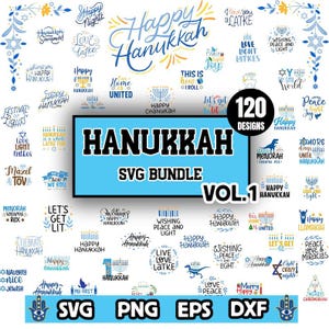 Ensemble de Hanoucca Svg | Drôle Hanukah SVG Hanukah vacances juives cadeau chemise signe | Fichier Cricut Silhouette imprimable Clipart numérique