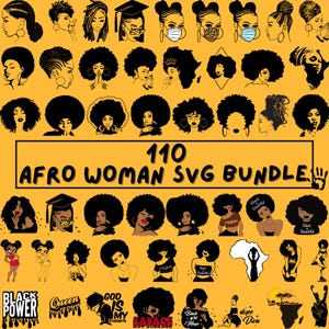 110+ Afro Frau SVG Bündel | Black Girl Magic & Starke Frauen Designs | Feministische Afro Art Clipart