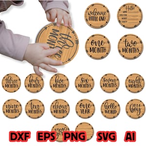 Bundle de cartes d'étapes, fichier de découpe laser SVG - Gabarit laser vectoriel CNC Glowforge pour disques jalons SVG.